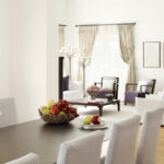 transitional dining and living room